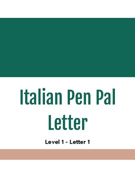 Preview of Italian Pen Pal Letter: Letter 1 - Level 1 with Rubric