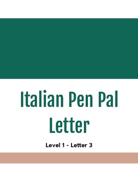 Preview of Italian Pen Pal Letter: Letter 3 - Level 1 with Rubric