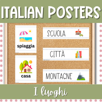 Preview of Italian Places Posters | Word Wall Cards | Italian Classroom Decor | I luoghi