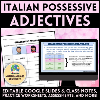Preview of Italian Possessive Adjectives - Gli aggettivi possessivi