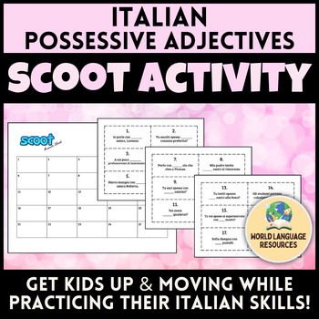 Preview of Italian Possessive Adjectives Scoot Activity - Gli aggettivi possessivi