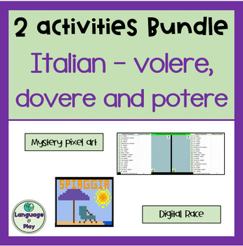 Preview of Italian Potere, Dovere + Volere 2 Activities Bundle Digital Race + Mystery Art