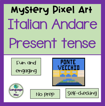 Preview of Italian Present Tense ANDARE Mystery Digital Pixel Art Activity on Google