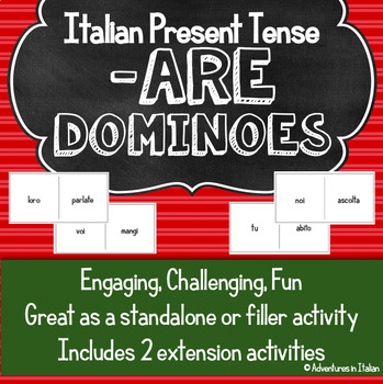 Preview of Italian Present Tense -ARE Dominoes Activity