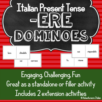 Preview of Italian Present Tense -ERE Dominoes Activity