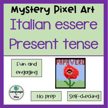 Preview of Italian Present Tense Essere Mystery Digital Pixel Art Activity on Google