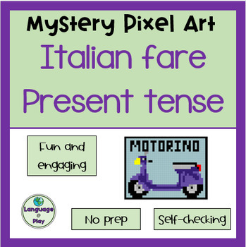 Preview of Italian Present Tense Fare Mystery Digital Pixel Art Activity on Google