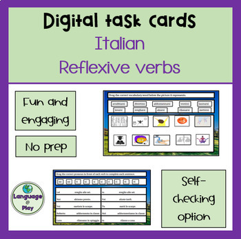 Preview of Italian Present Tense Reflexive Verbs Interactive Digital Task Cards on Google