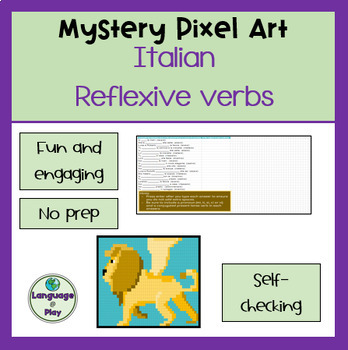 Preview of Italian Present Tense Reflexive Verbs Mystery Pixel Art Digital Activity