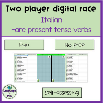 Preview of Italian Present Tense -are Verb Conjugations Two Player Digital Race Game