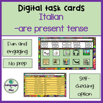 Preview of Italian Present Tense - are verbs Interactive Digital Task Cards on Google Slide