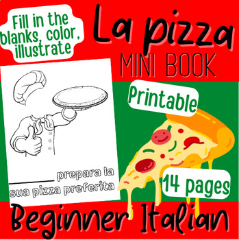 Preview of Italian | Printable book activity | preparo la pizza | Beginner