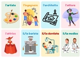 Italian Professions Color Word Mat - English Cognates
