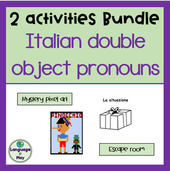 Preview of Italian Pronomi Doppi 2 Activity Bundle - Escape Room and Mystery Art
