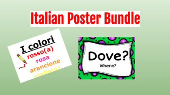 Preview of Italian Poster Bundle - colors, question words, word wall, days, numbers, months
