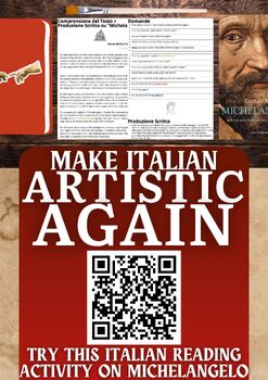 Preview of Italian Reading Comprehension + Essay Worksheet on Michelangelo