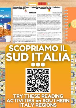 Preview of Italian Reading Comprehension + Essay Worksheets - Southern Italy Regions