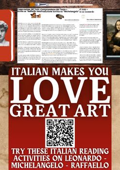 Preview of Italian Reading Comprehension + Essay on Leonardo -Michelangelo - Raffaello