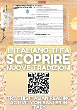 Preview of Italian Reading Comprehension + Writing Activity Worksheet - Easter in Italy