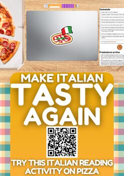 Preview of Italian Reading Comprehension + Writing Activity Worksheet on Pizza