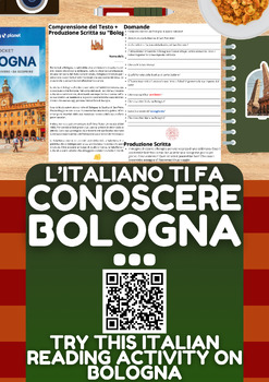 Preview of Italian Reading Comprehension + Writing Activity Worksheets on Bologna