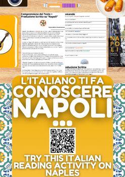 Preview of Italian Reading Comprehension + Writing Activity Worksheets on Naples