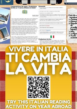 Preview of Italian Reading Comprehension + Writing Worksheet - Year Abroad in Italy