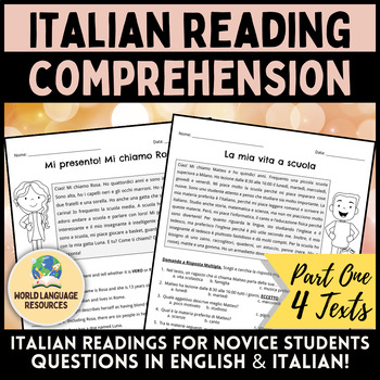 Preview of Italian Reading Comprehension for Novices (Part 1) - Comprensione scritta