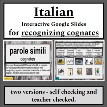 Preview of Italian Recognizing Cognates and Patterns Interactive Digital Task Cards