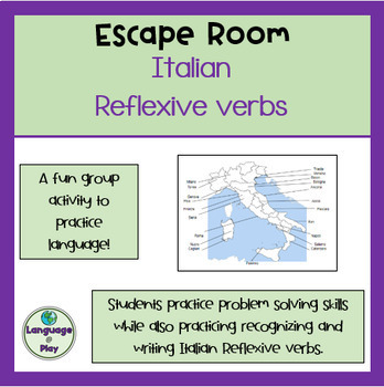 Preview of Italian Reflexive Verbs Present Tense Escape Room Breakout - on Google