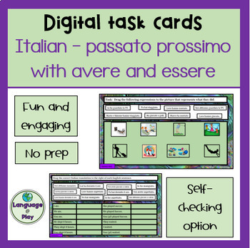 Preview of Italian Regular Passato Prossimo with essere and avere Interactive Task Cards