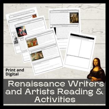 Preview of Italian Renaissance Writers & Artists Reading & Art Activity: Print & Digital