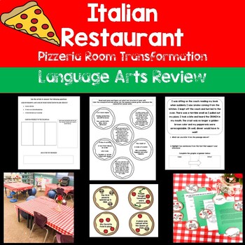 Preview of Italian Restaurant Pizzeria Room Transformation- Language Arts Review