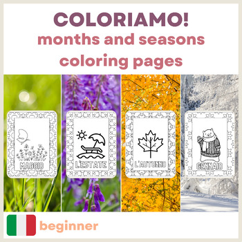 Preview of Italian MONTHS/SEASONS vocabulary: mesi/stagioni (coloring pages)