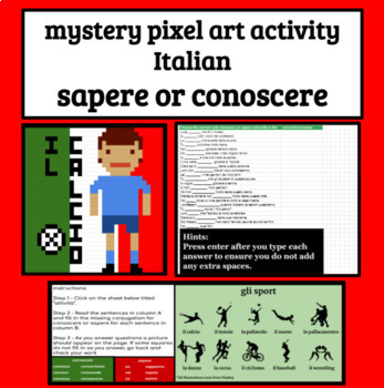 Preview of Italian Sapere or Conoscere Mystery Picture Art Activity on Google