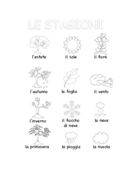 Preview of Italian Seasons COLORING & HANDWRITING PAGES