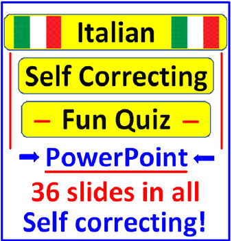 Preview of Italian Self Correcting Fun Quiz (PowerPoint)