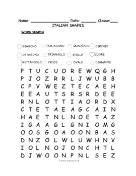 Preview of Italian Shapes PUZZLES & WORKSHEETS | Crossword, Matching, Word search + MORE