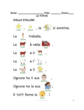 Preview of Italian Shapes REBUS SONG | Stella stellina & Stella bella dimmi tu