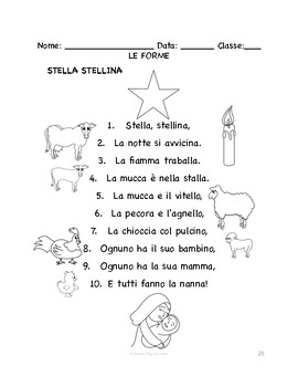 Preview of Italian Shapes SONG & COLORING PAGE | Stella stellina, Bella stella