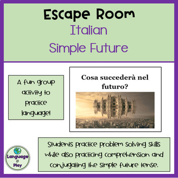 Preview of Italian Simple Future /Futuro Semplice Escape Room / Breakout Google Docs