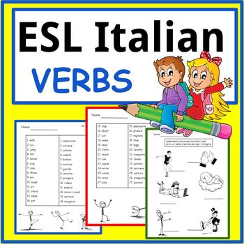 Preview of Italian Speakers: Italian ESL Newcomer Activities - Vocabulary - VERBS