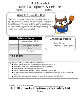 Preview of Italian Sports and Leisure Unit Packet