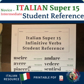 Preview of Italian Super 15 Verb Student Reference for Novice to Intermediate Learners