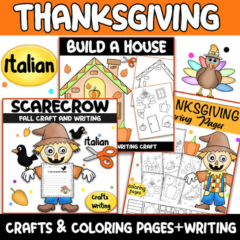 Preview of Italian Thanksgiving Bundle - House Craft , Coloring Pages & Activities, Writing