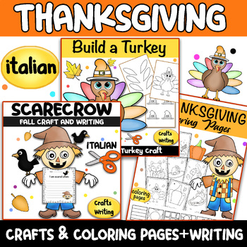 Preview of Italian Thanksgiving Bundle - Turkey Craft, Coloring Pages, Activities + Writing
