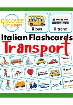 Preview of Italian Transport and Vehicles Vocabulary Flashcards for Beginners - I Veicoli