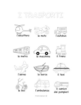 Preview of Italian Transportation COLORING & HANDWRITING PAGES