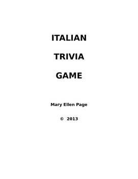 Preview of Italian Trivia Games