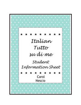 Preview of Italian Tutto su di me ~ Student Information Sheet